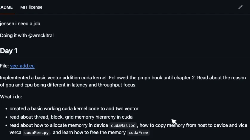 Screenshot of CUDA 100 Days