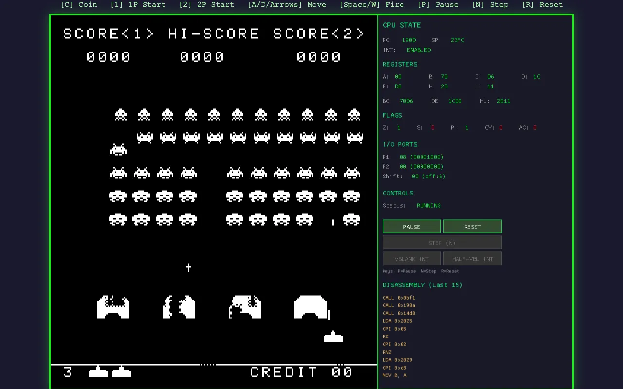 Screenshot of Intel 8080 Emulator